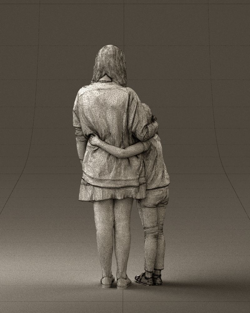Mom with daughter 0600 3D Print Ready 3D print model_20