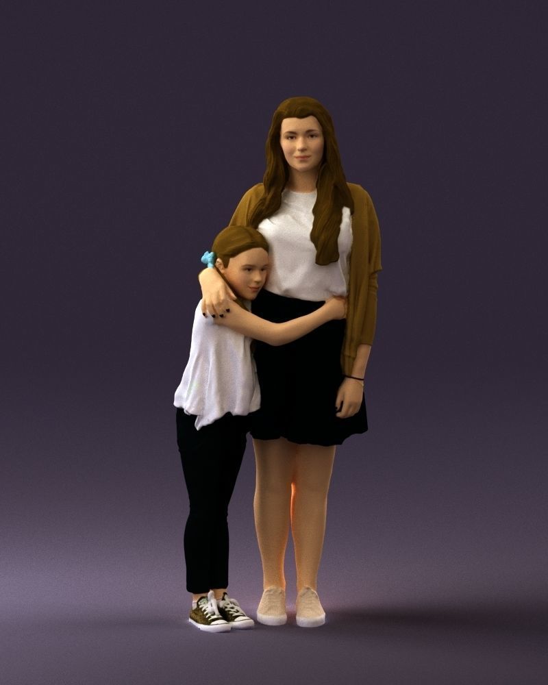 Mom with daughter 0600 3D Print Ready 3D print model_3