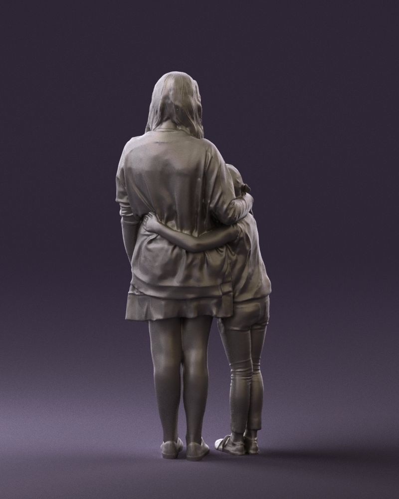 Mom with daughter 0600 3D Print Ready 3D print model_19