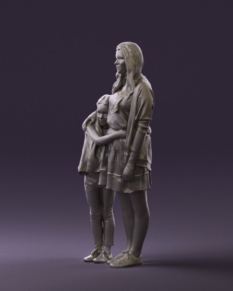 Mom with daughter 0600 3D Print Ready 3D print model_28