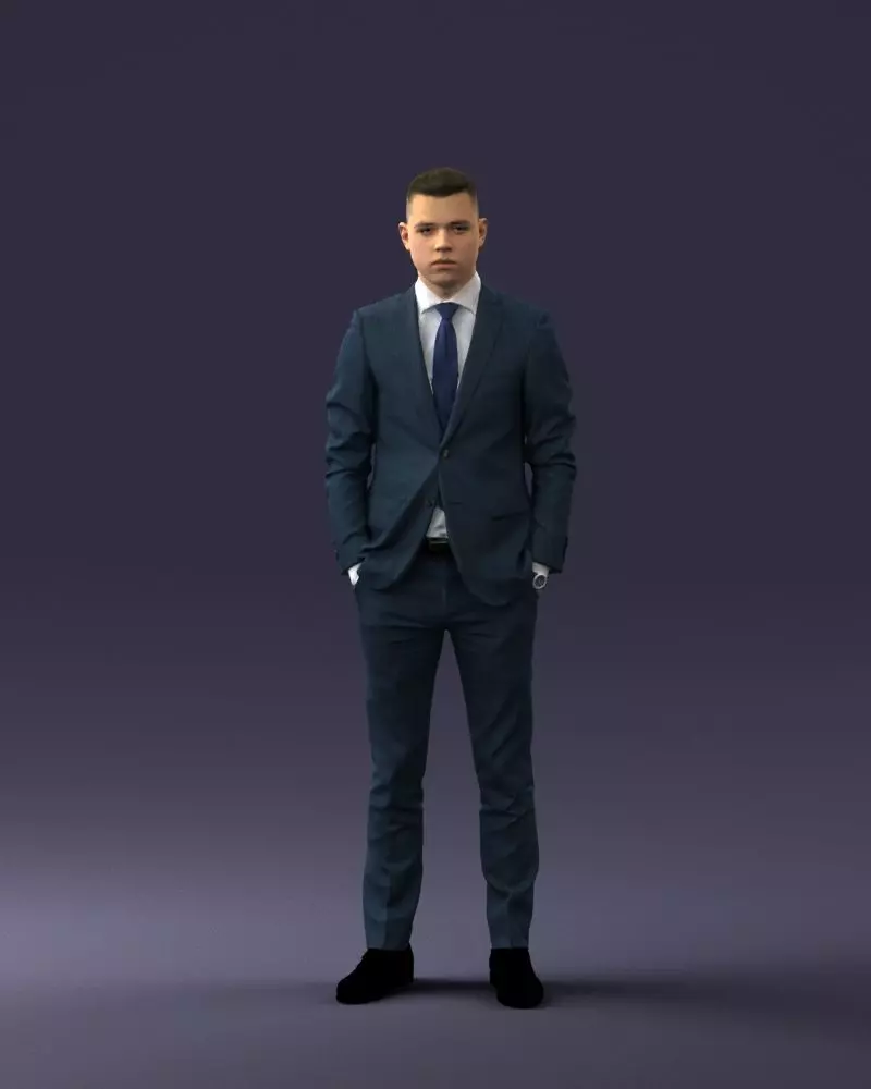 000191 Young Businessman in Suit Standing Pose 1012 3dp 3D print model_0