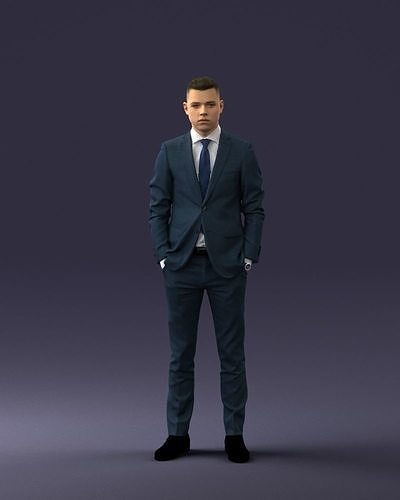 000191 Young Businessman in Suit Standing Pose 1012 3dp 3D print model