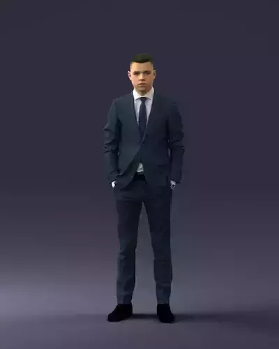 000191 Young Businessman in Suit Standing Pose 1012 3dp 3D print model