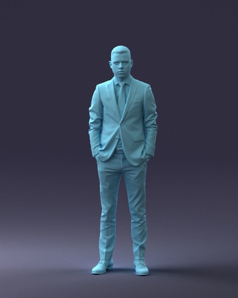 000191 Young Businessman in Suit Standing Pose 1012 3dp 3D print model_1