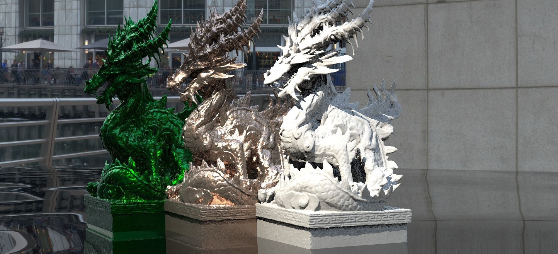 Emperor Dragon Statue  3D model_1