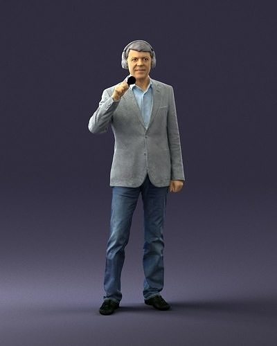 Man in jacket with microphone 0167 3D model