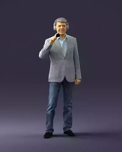 Man in jacket with microphone 0167