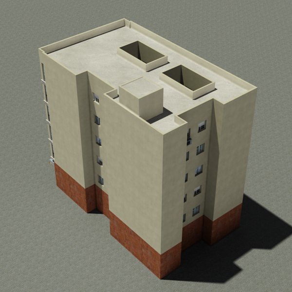 Building apartment Low-poly 3D model_2