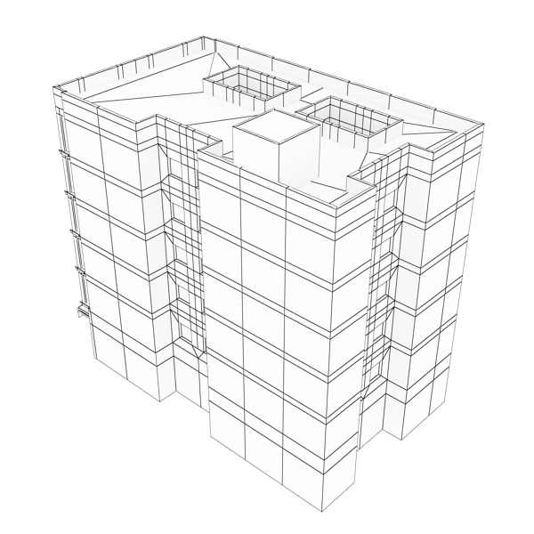 Building apartment Low-poly 3D model_13