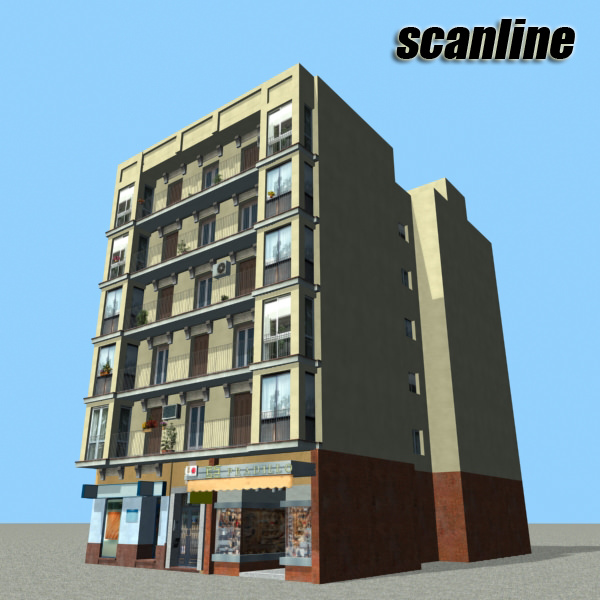 Building apartment Low-poly 3D model_9