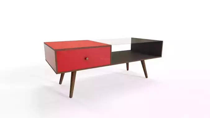 Retro Coffee Table Mid-Century Modern 4K PBR - Asset A Low-poly 3D model