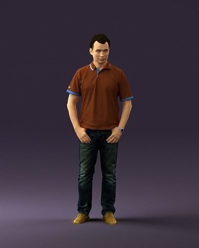 Man in brown polo 0644 3D Print Ready 3D print model