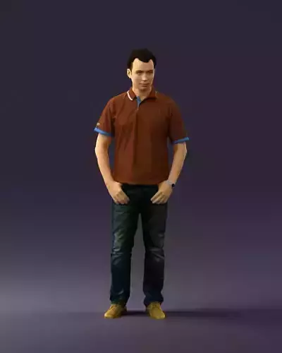 Man in brown polo 0644 3D Print Ready