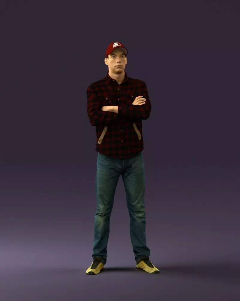002039 Man in plaid T-shirt 0651 STL Miniature 3D print model