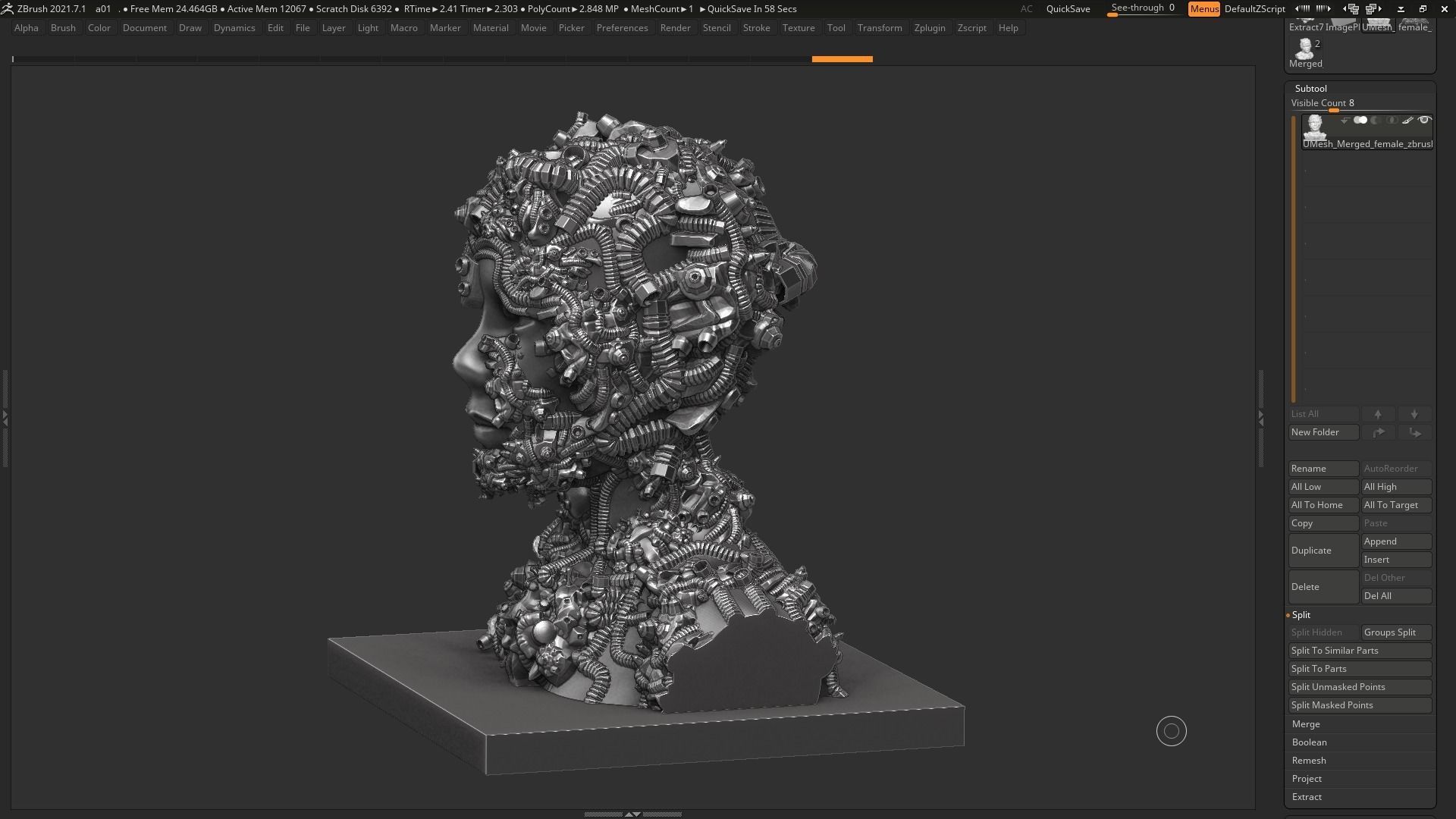 Female robot a01 3dprint model  3D print model_8