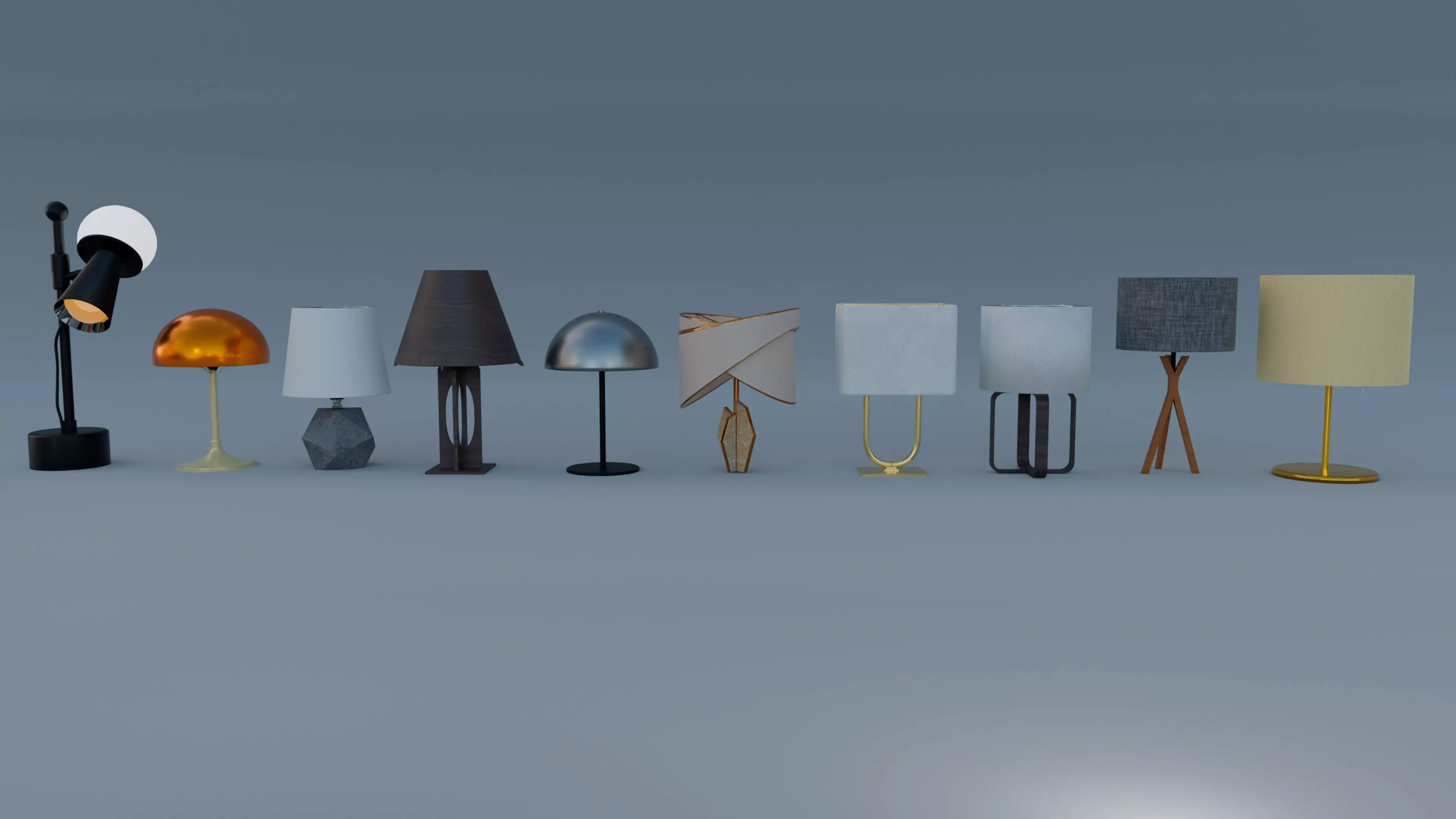 Lamps Set 10 Low-poly 3D model_0