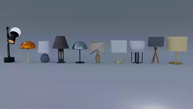 Lamps Set 10 Low-poly 3D model