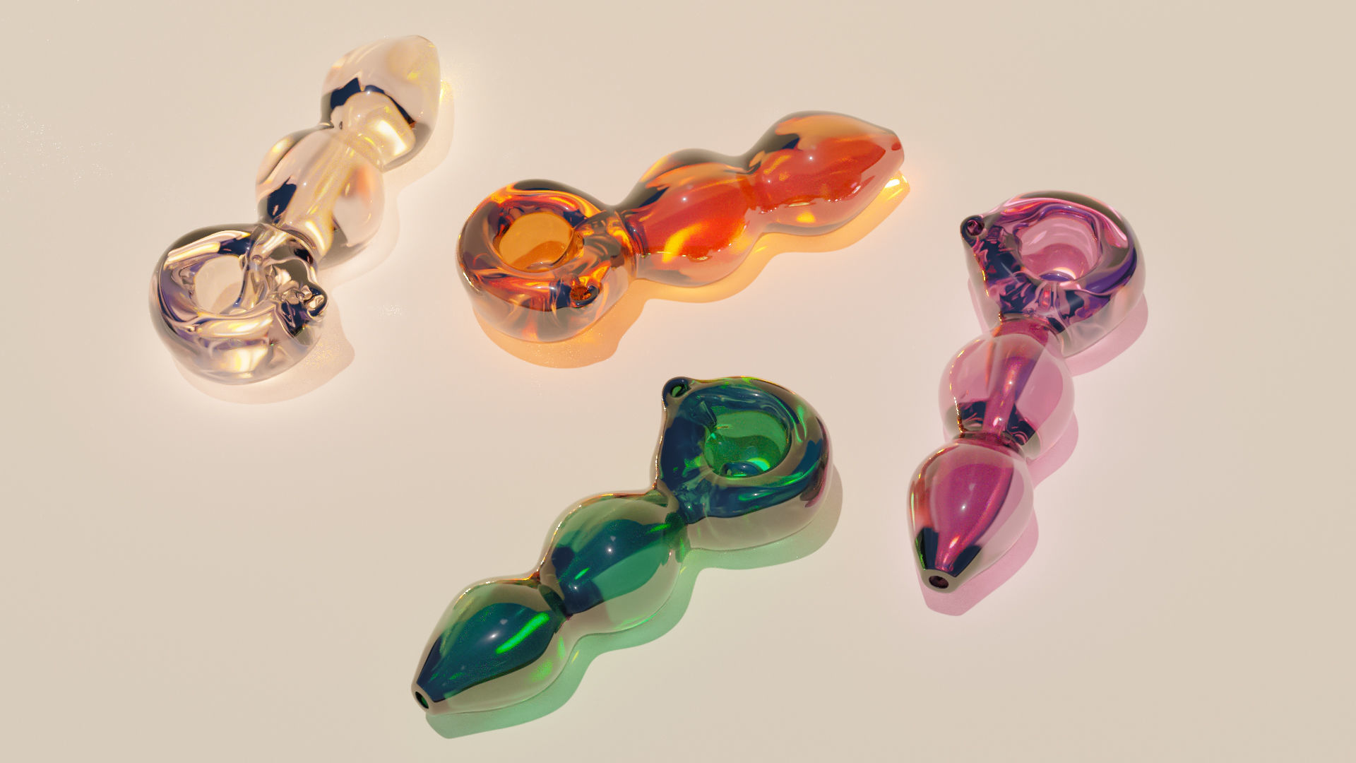 Bubble Cannabis Glass Pipe 3D Model 3D model_8