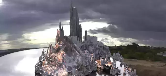 European Medieval Winter Castle 3D model