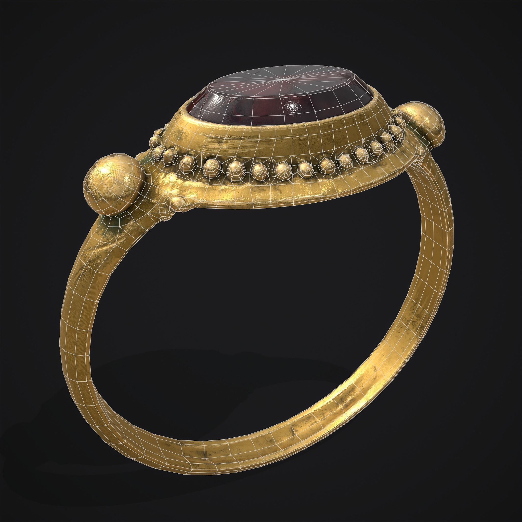 Byzantine Ring Low-poly 3D model_6