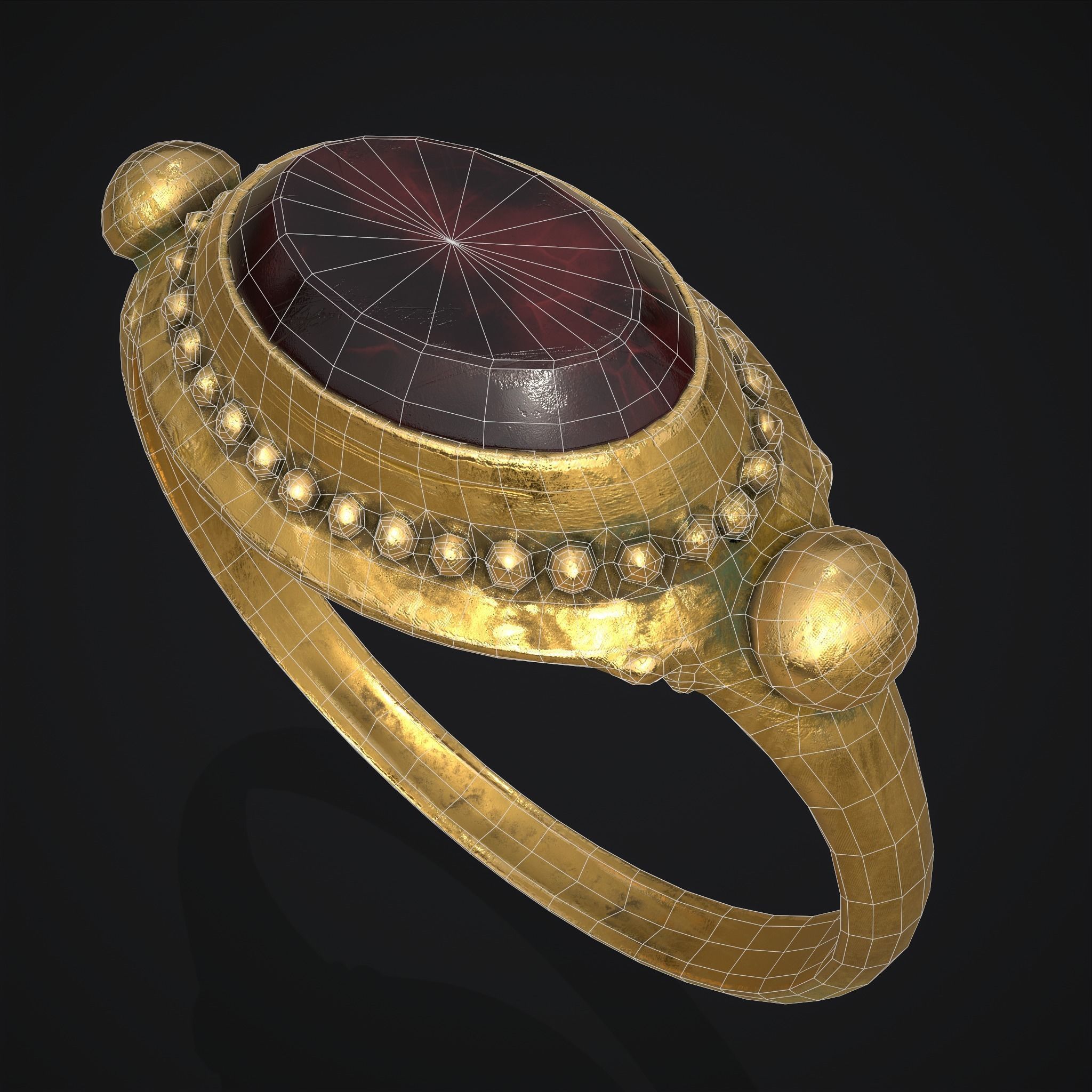 Byzantine Ring Low-poly 3D model_8