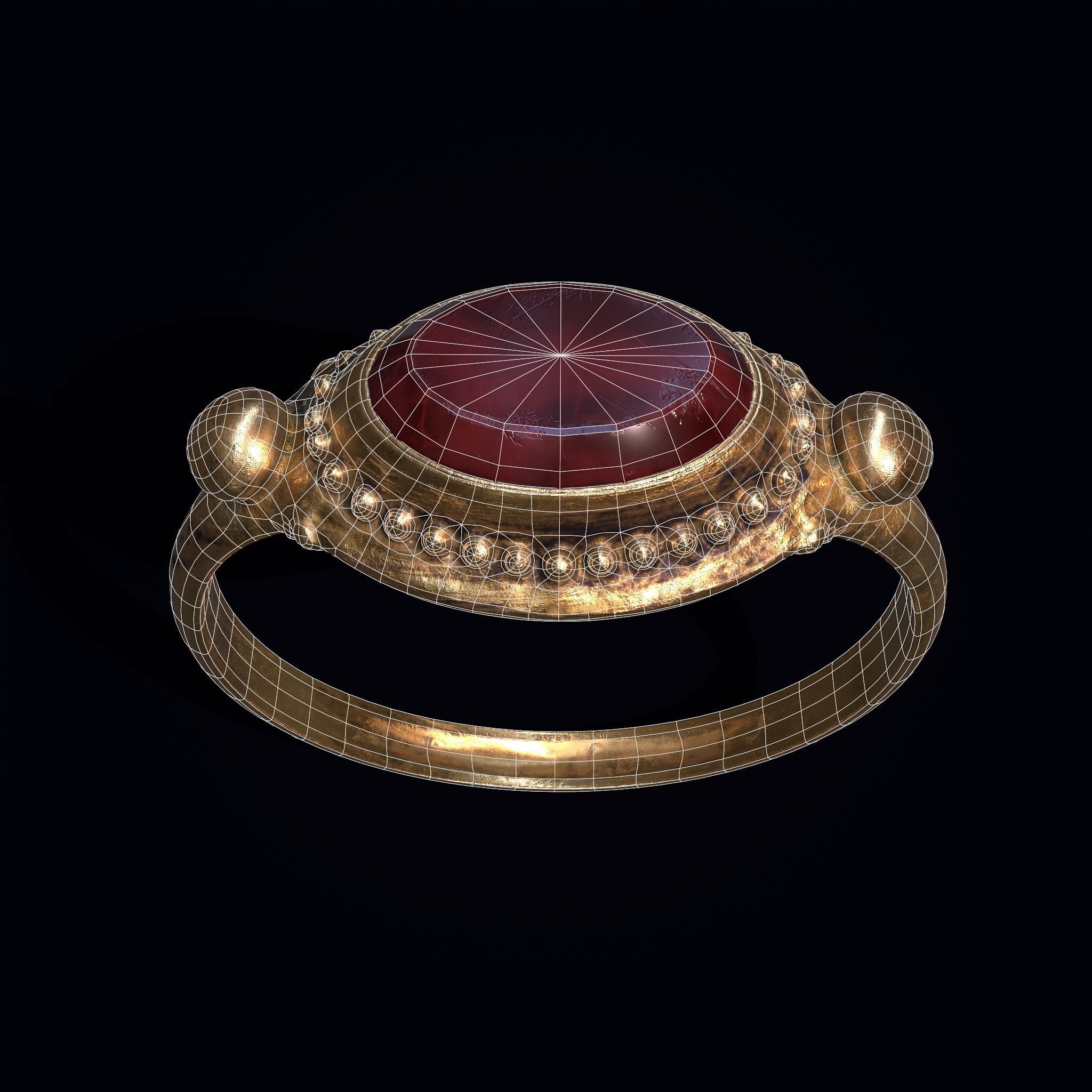 Byzantine Ring Low-poly 3D model_4