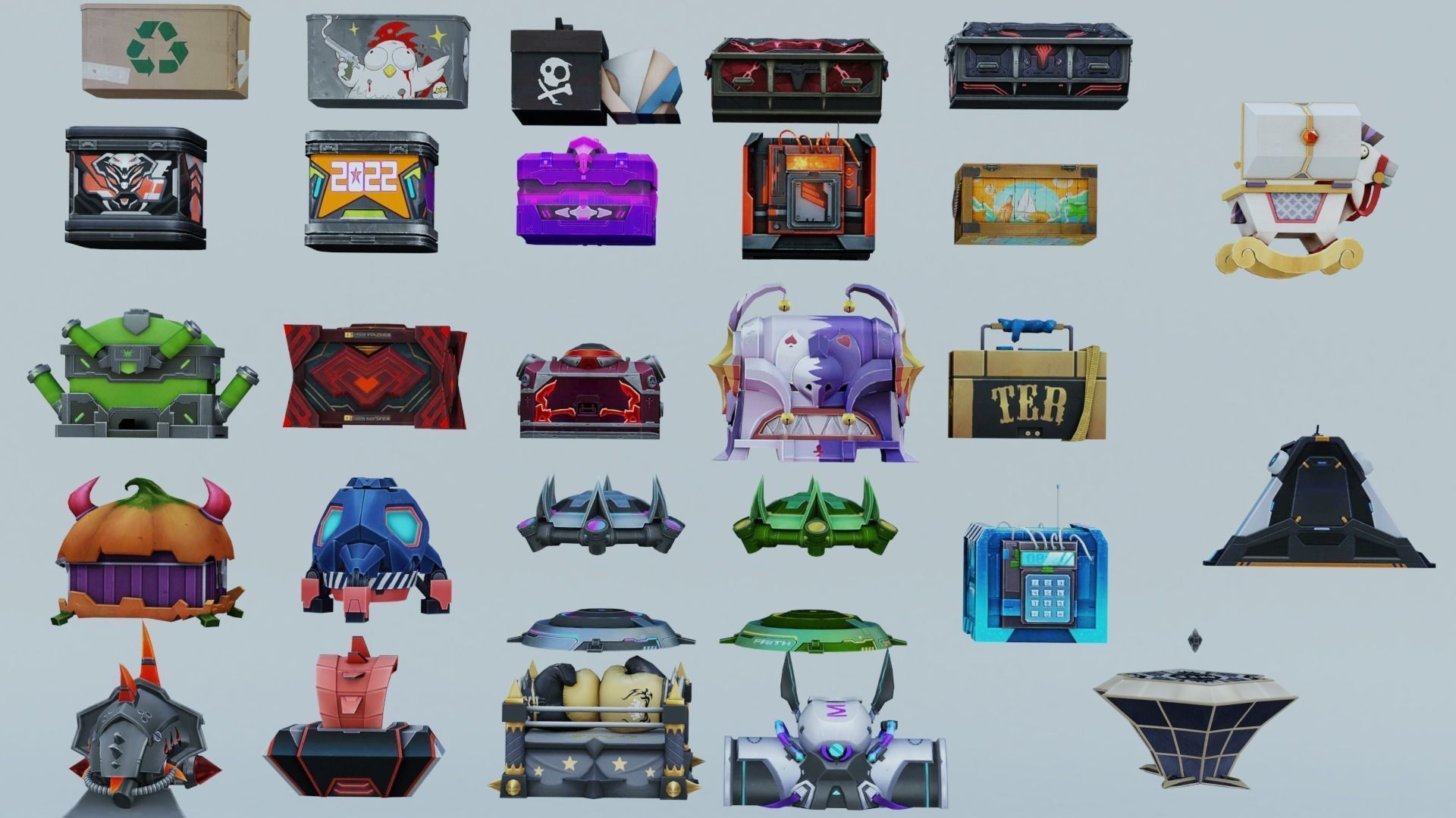 Box  Recycling-Blood-Coffin-Spikey Spine Loot Crate- 3D model_4