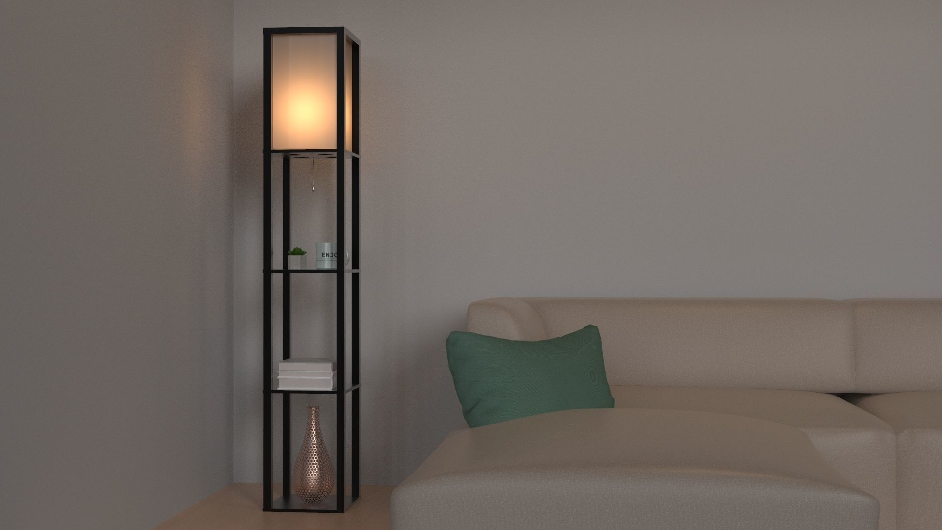 Floor Lamp With Shelves 3D model_2