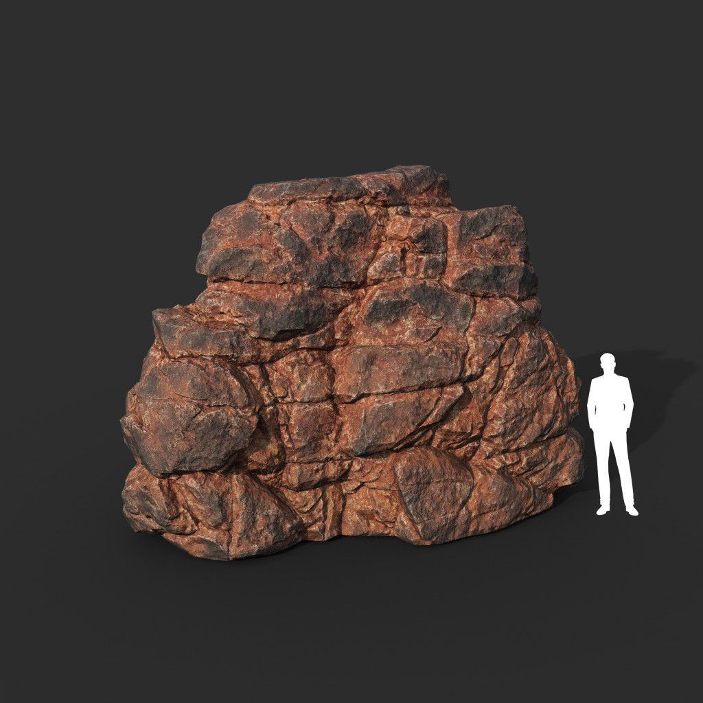 Low poly Black Yellow Desert Rock A 211119 Low-poly 3D model_11