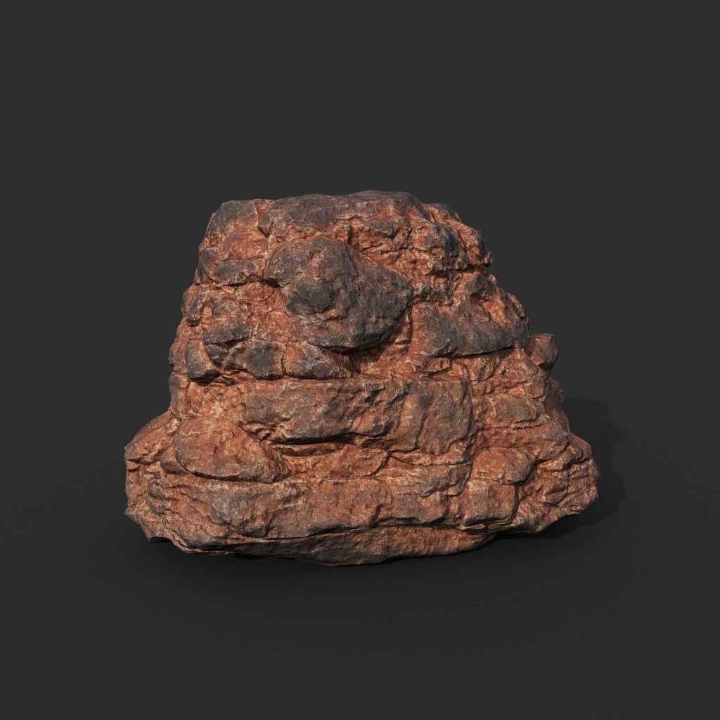 Low poly Black Yellow Desert Rock A 211119 Low-poly 3D model_17
