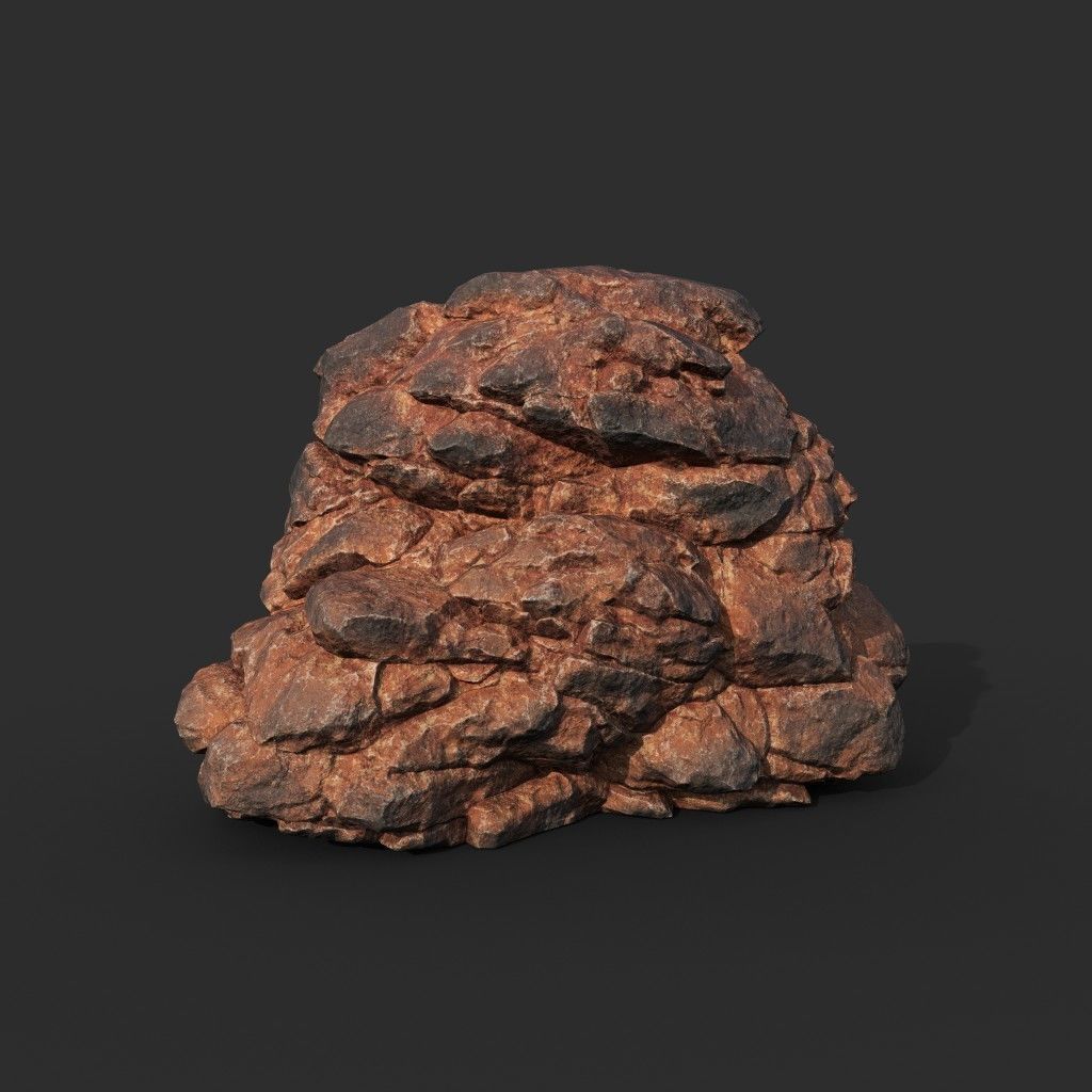 Low poly Black Yellow Desert Rock A 211119 Low-poly 3D model_7