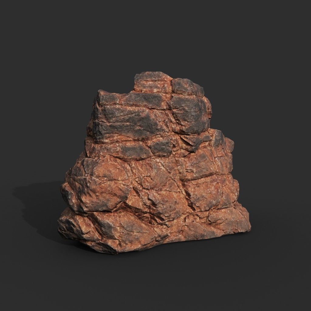 Low poly Black Yellow Desert Rock A 211119 Low-poly 3D model_13