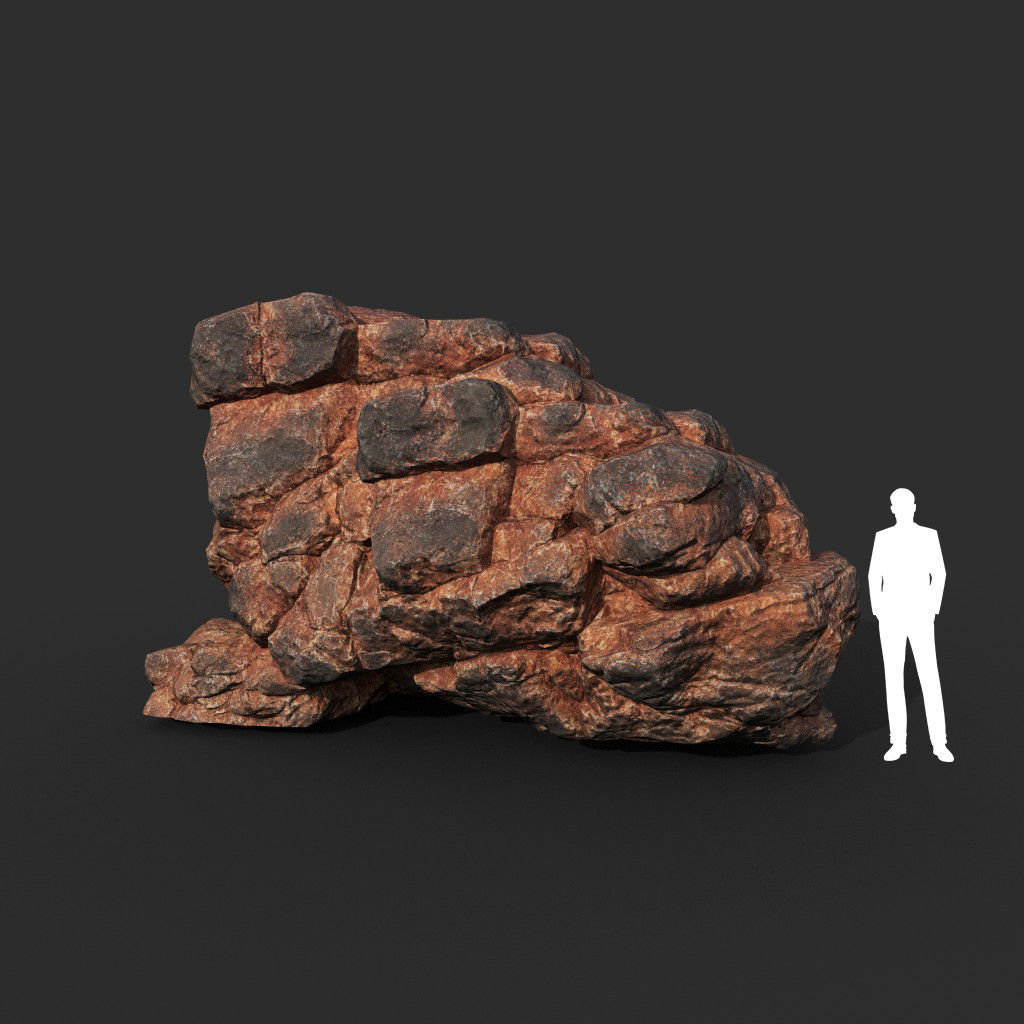 Low poly Black Yellow Desert Rock A 211119 Low-poly 3D model_26