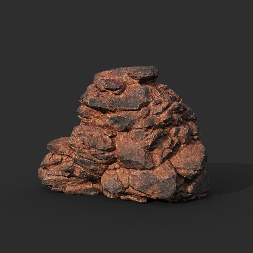 Low poly Black Yellow Desert Rock A 211119 Low-poly 3D model_8