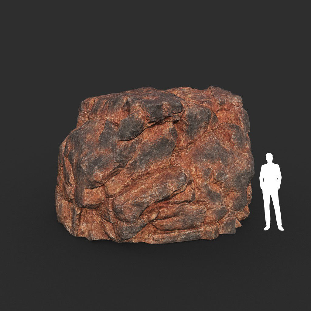 Low poly Black Yellow Desert Rock A 211119 Low-poly 3D model_46