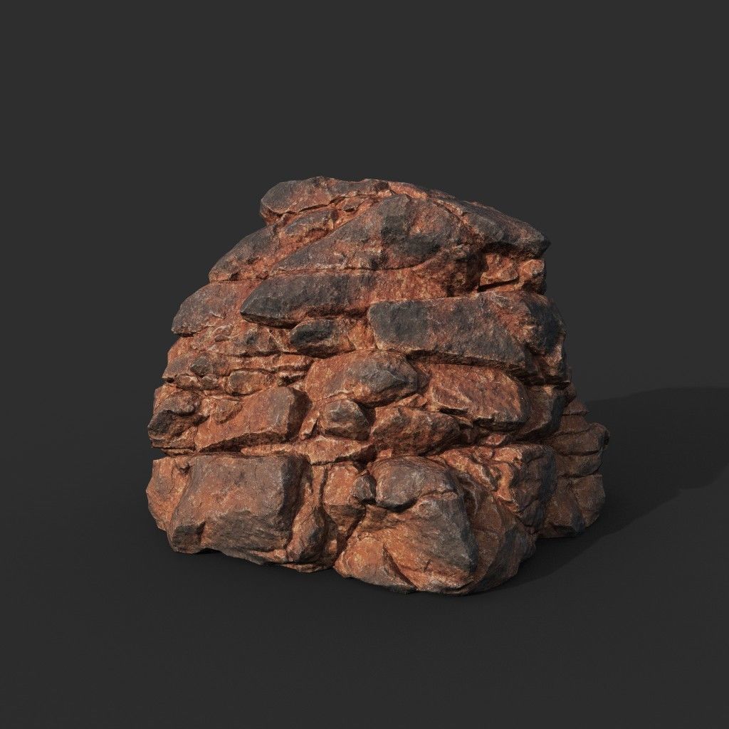 Low poly Black Yellow Desert Rock A 211119 Low-poly 3D model_9