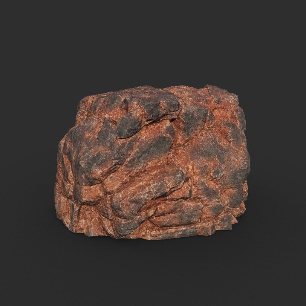 Low poly Black Yellow Desert Rock A 211119 Low-poly 3D model_47