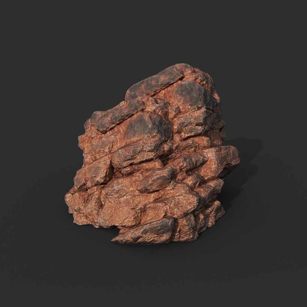 Low poly Black Yellow Desert Rock A 211119 Low-poly 3D model_24