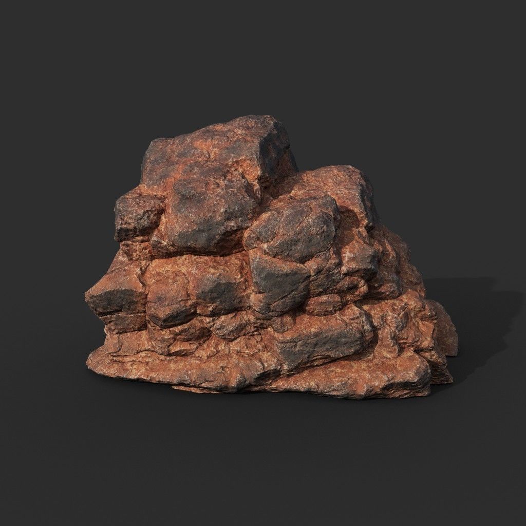 Low poly Black Yellow Desert Rock A 211119 Low-poly 3D model_23