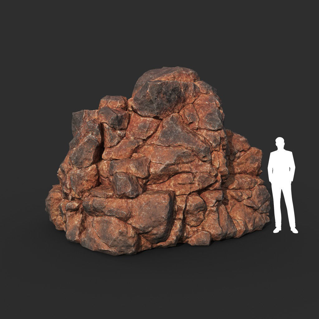 Low poly Black Yellow Desert Rock A 211119 Low-poly 3D model_1