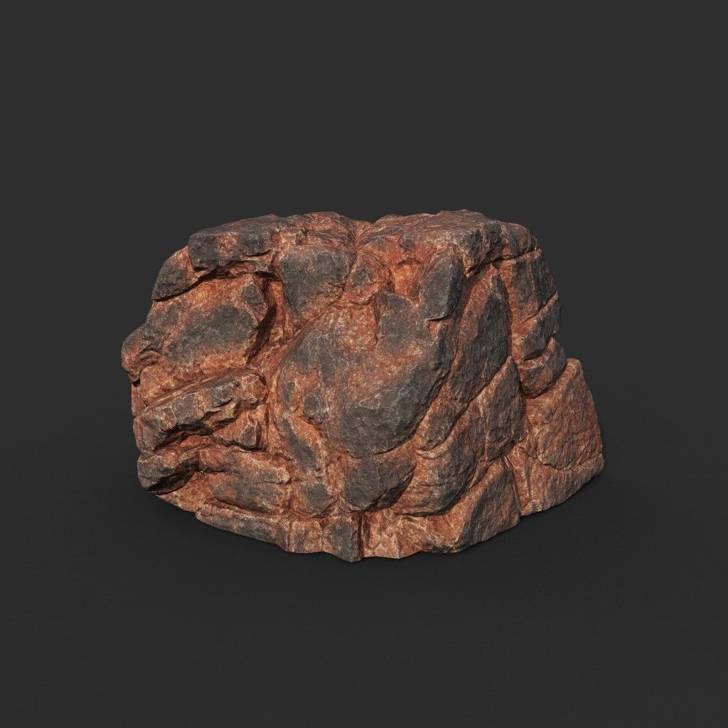 Low poly Black Yellow Desert Rock A 211119 Low-poly 3D model_48