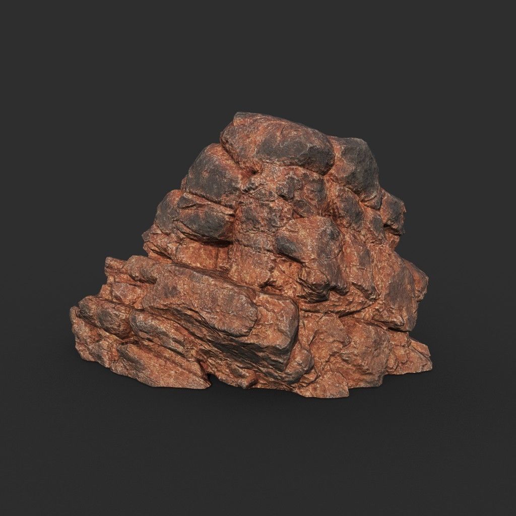Low poly Black Yellow Desert Rock A 211119 Low-poly 3D model_22