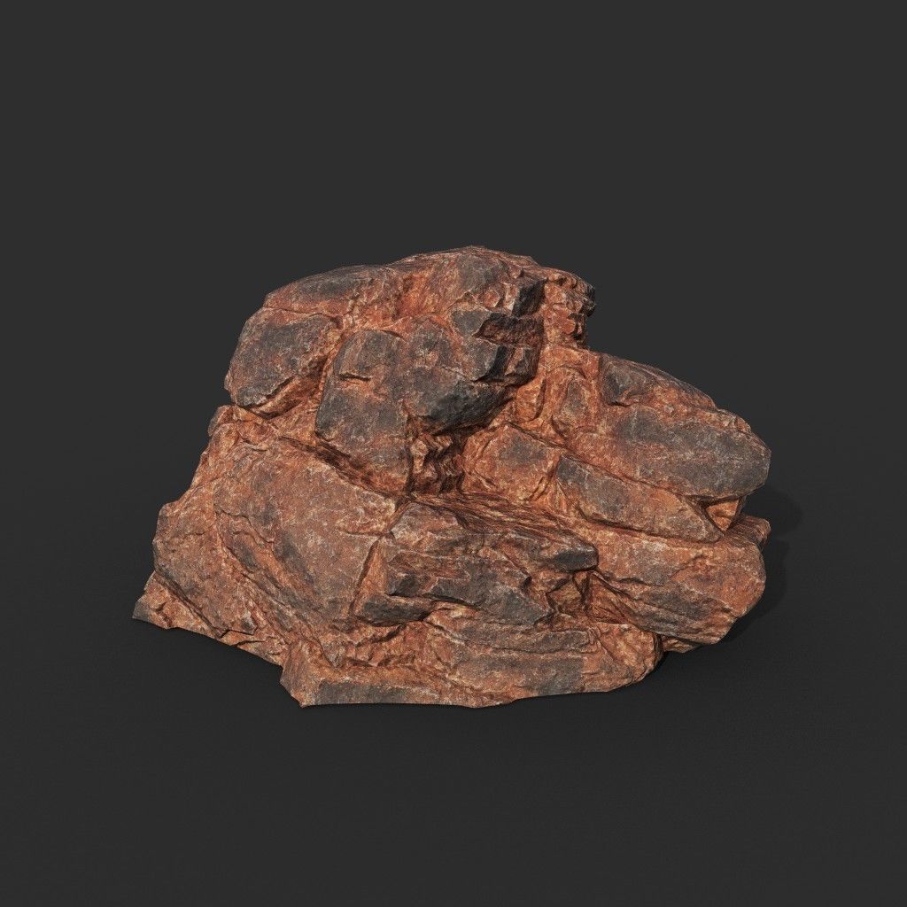 Low poly Black Yellow Desert Rock A 211119 Low-poly 3D model_43