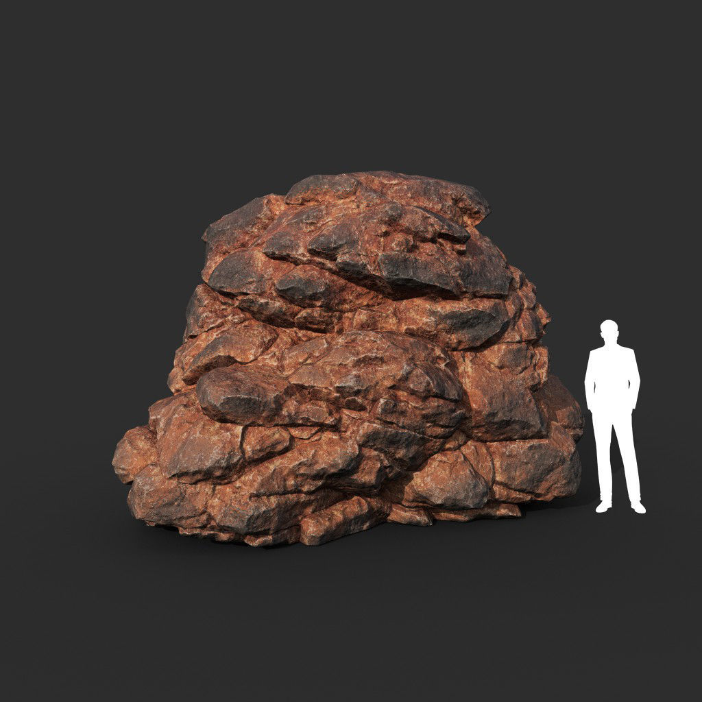 Low poly Black Yellow Desert Rock A 211119 Low-poly 3D model_6