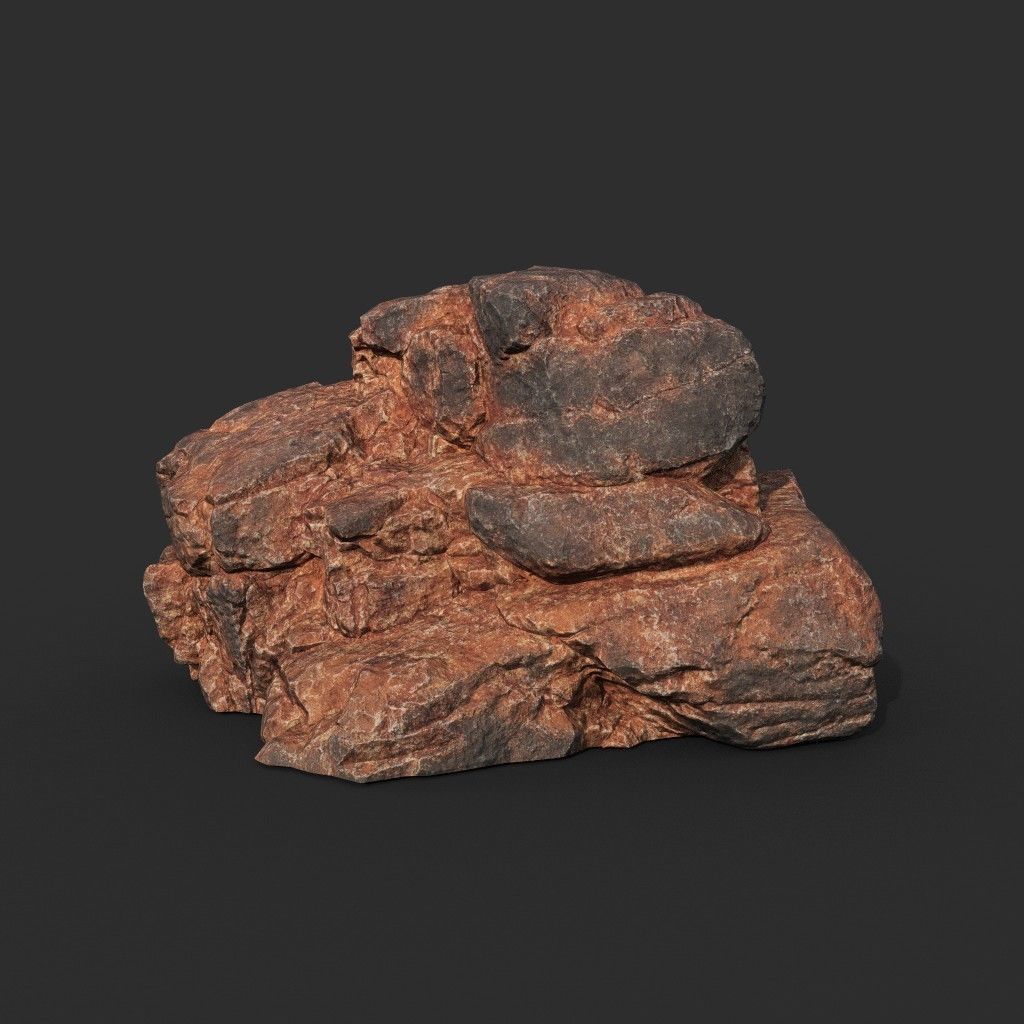 Low poly Black Yellow Desert Rock A 211119 Low-poly 3D model_42