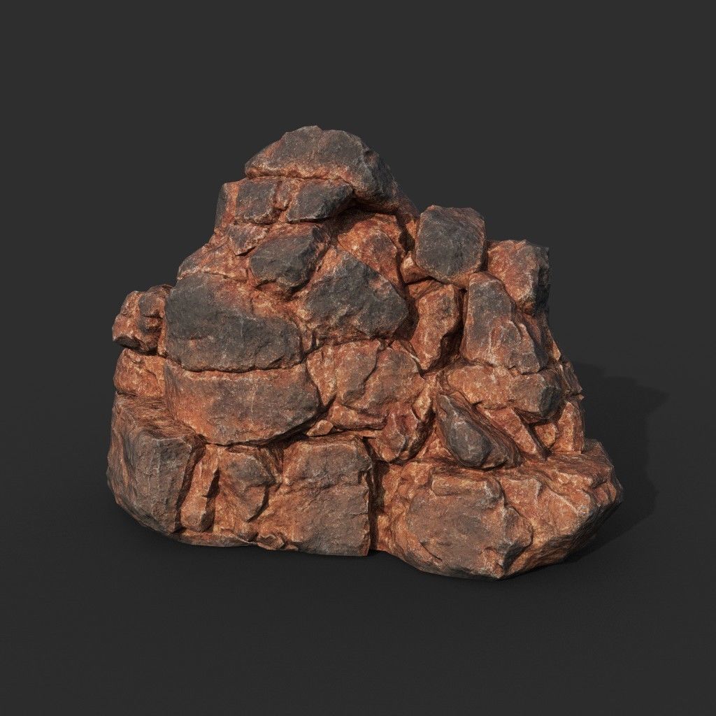 Low poly Black Yellow Desert Rock A 211119 Low-poly 3D model_4