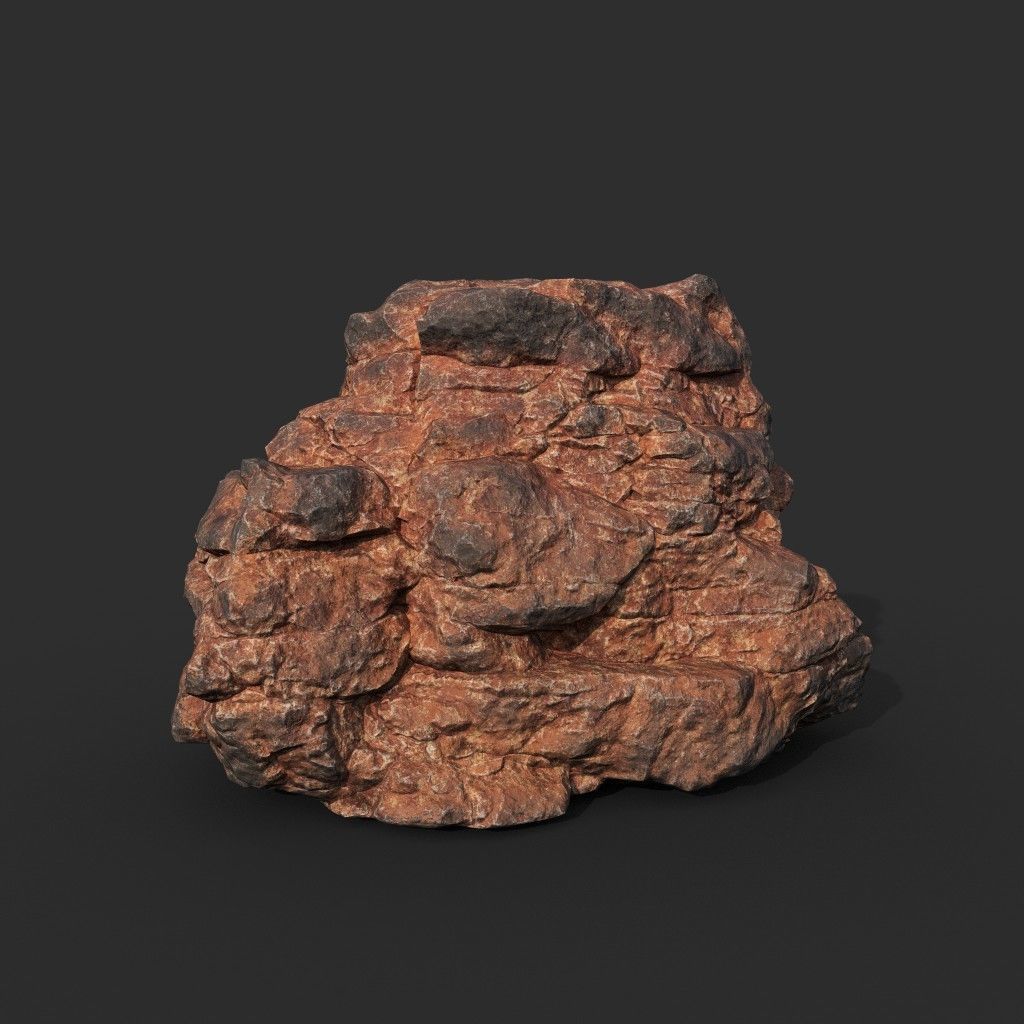 Low poly Black Yellow Desert Rock A 211119 Low-poly 3D model_19