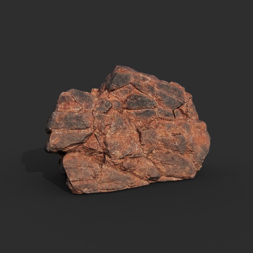 Low poly Black Yellow Desert Rock A 211119 Low-poly 3D model_34