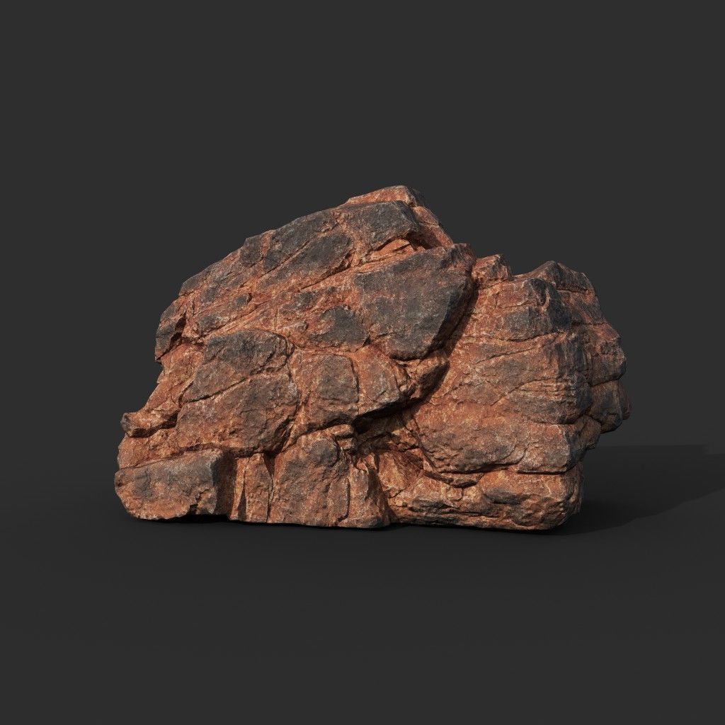 Low poly Black Yellow Desert Rock A 211119 Low-poly 3D model_32