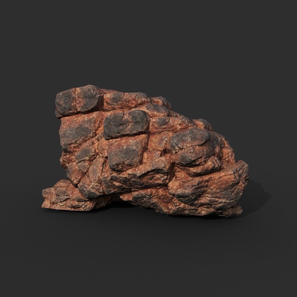 Low poly Black Yellow Desert Rock A 211119 Low-poly 3D model_27